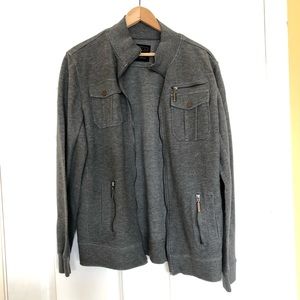 Forever 21 Men Cotton/Polyester Pocket Jacket Gray Men's Medium (No Front Zip)